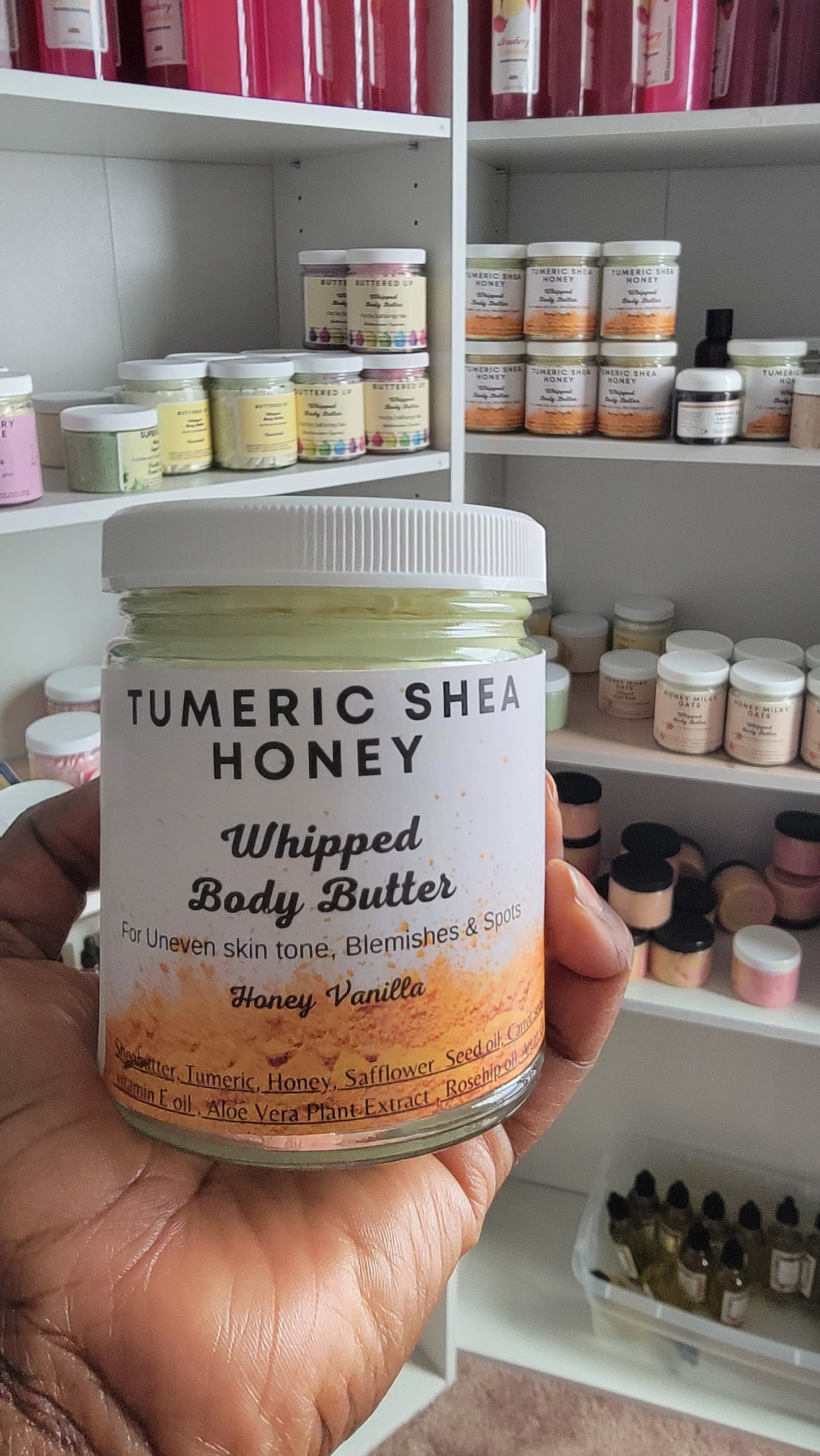 Tumeric Shea Honey Whipped Body Butter. 9 oz. (Honey Vanilla Scented)