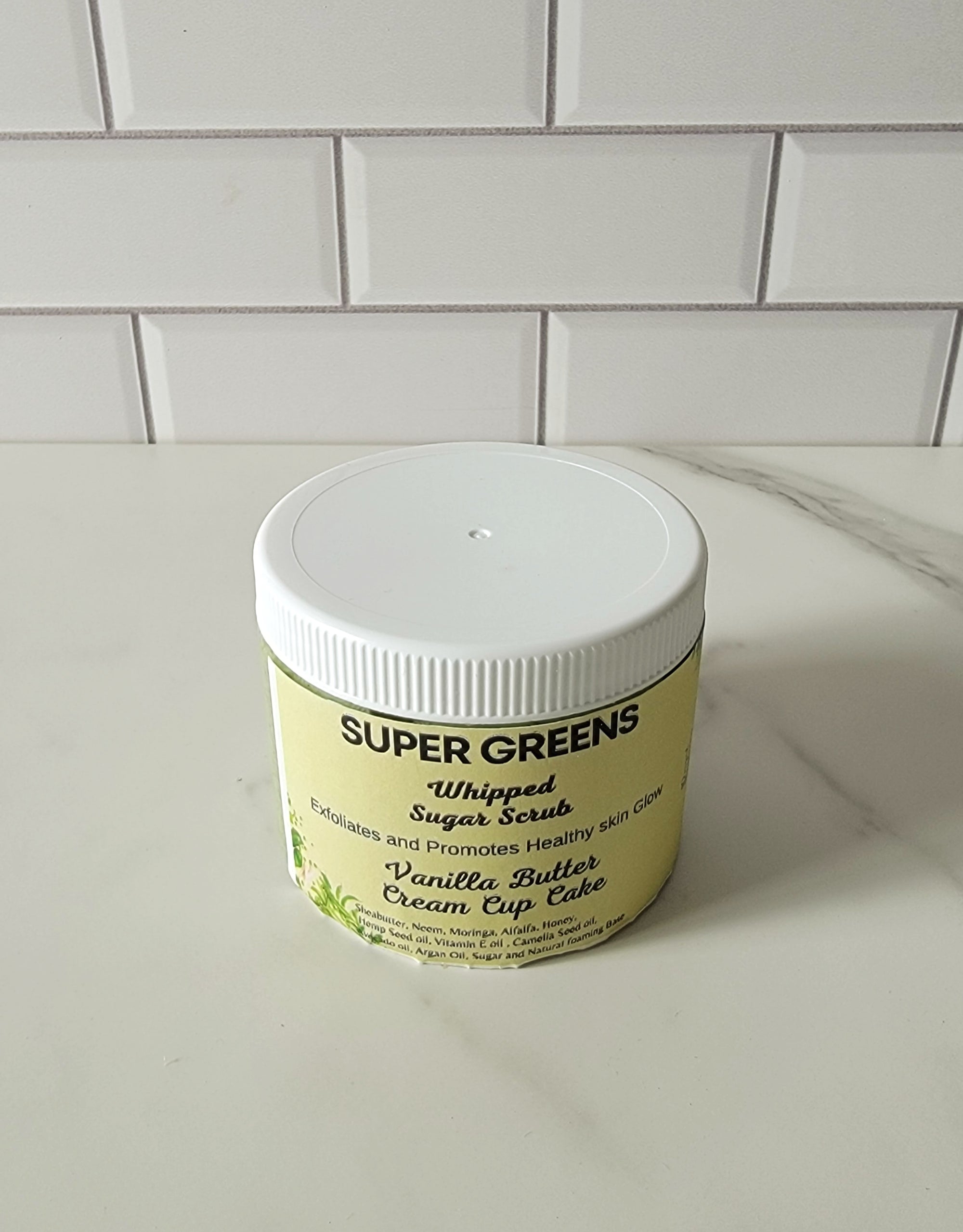Super Greens Whipped Body Scrub 6oz (Vanilla ButterCream Cupcake  Scented