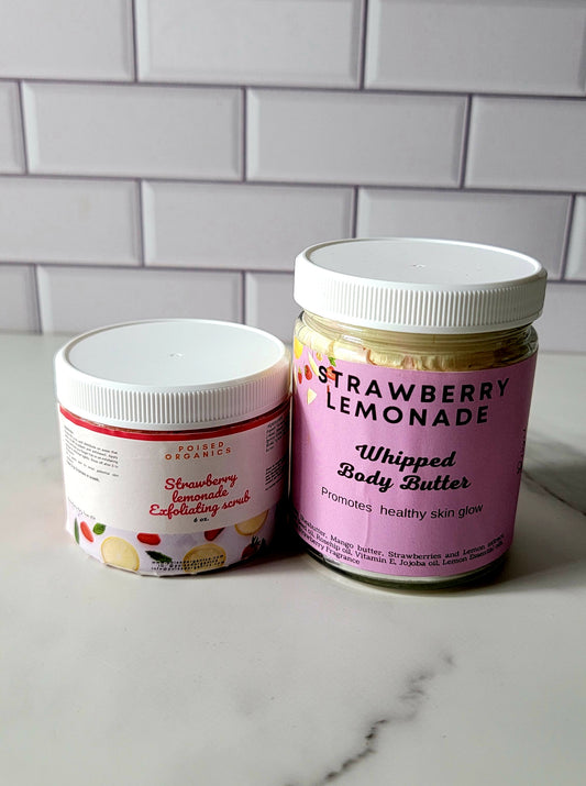 Strawberry Lemonade Exfoliating Body Scrub 6oz & Strawberry Lemonade Whippee Body Butter